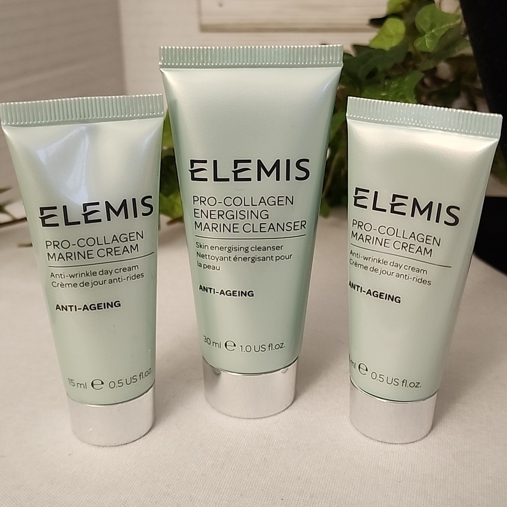3 ELEMIS Pro Collagen Products 2) Marine Cream 1)Energizing Marine Cleanser New